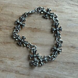 Sterling-Style Silver Cross Link Bracelet - Unisex